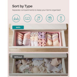 12 Piece Drawer Organiser Set, Foldable Fabric Storage Boxes For Clothing Accessories, Jelly Pink - thumbnail 4