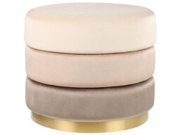 Beliani Ombre Beige Velvet Footstool Round 48 X 48 Cm With Gold Metal Base - thumbnail 1