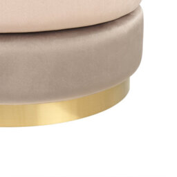Beliani Ombre Beige Velvet Footstool Round 48 X 48 Cm With Gold Metal Base - thumbnail 5