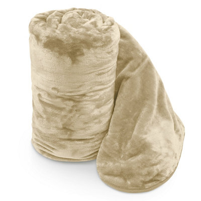 Velosso Luxurious Ultra-Soft Plush Faux Mink Fur Throw Blanket - 150Cm X 200Cm , For Sofa, Bed - Latte