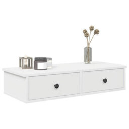 Berkfield Wall Shelf With Drawers White 80X31X17 Cm Engineered Wood - thumbnail 1