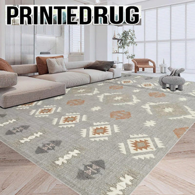 Ameha Grey Rugs Living Room Large 200X290 Cm Modern Floor Carpet Geometric Style Tribal Pattern Super Soft Extra Large Rug(Nova) - image 1