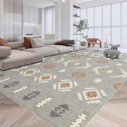 Ameha Grey Rugs Living Room Large 200X290 Cm Modern Floor Carpet Geometric Style Tribal Pattern Super Soft Extra Large Rug(Nova) - thumbnail 2