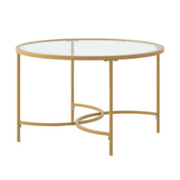 Living And Home Gold Modern Round Tempered Glass Coffee Table For Living Room Dia 800 mm - thumbnail 4