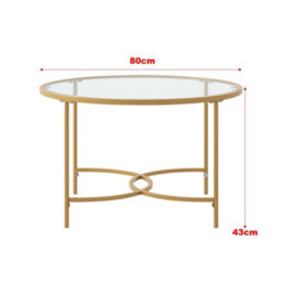 Living And Home Gold Modern Round Tempered Glass Coffee Table For Living Room Dia 800 mm - thumbnail 6