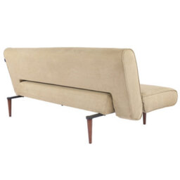 Living And Home Khaki Faux Suede 3 Seater Sofa Bed Couch Bed With Wood Legs D 118 Cm X W 202 Cm X H 42 Cm - thumbnail 4