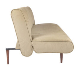 Living And Home Khaki Faux Suede 3 Seater Sofa Bed Couch Bed With Wood Legs D 118 Cm X W 202 Cm X H 42 Cm - thumbnail 3