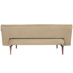 Living And Home Khaki Faux Suede 3 Seater Sofa Bed Couch Bed With Wood Legs D 118 Cm X W 202 Cm X H 42 Cm - thumbnail 5