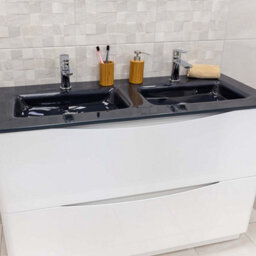 Plum&clay Eden Gloss White Floorstanding Vanity Unit With Grey Glass Basin (W)1200mm - thumbnail 4