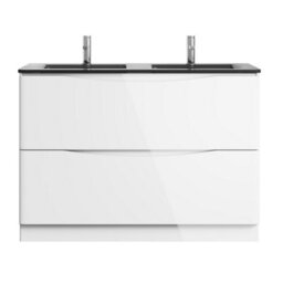 Plum&clay Eden Gloss White Floorstanding Vanity Unit With Grey Glass Basin (W)1200mm - thumbnail 2