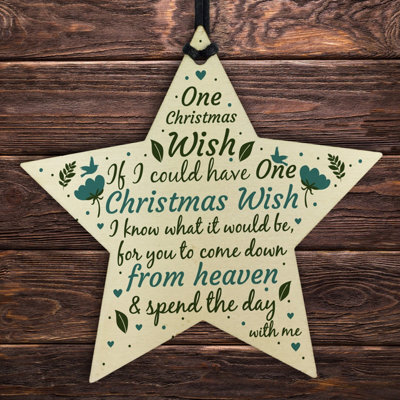 Red Ocean Handmade Christmas Wish Memorial Gift Hanging Tree Bauble Decorations Chic Wooden Star Memorial Plaque - image 1
