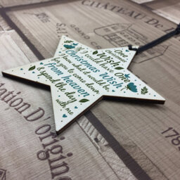 Red Ocean Handmade Christmas Wish Memorial Gift Hanging Tree Bauble Decorations Chic Wooden Star Memorial Plaque - thumbnail 4