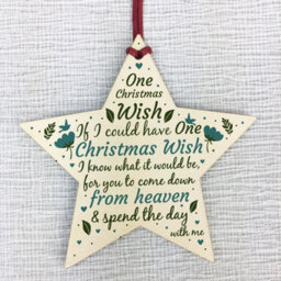 Red Ocean Handmade Christmas Wish Memorial Gift Hanging Tree Bauble Decorations Chic Wooden Star Memorial Plaque - thumbnail 5