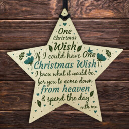 Red Ocean Handmade Christmas Wish Memorial Gift Hanging Tree Bauble Decorations Chic Wooden Star Memorial Plaque - thumbnail 1