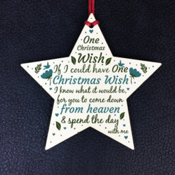 Red Ocean Handmade Christmas Wish Memorial Gift Hanging Tree Bauble Decorations Chic Wooden Star Memorial Plaque - thumbnail 2