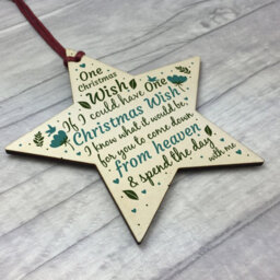 Red Ocean Handmade Christmas Wish Memorial Gift Hanging Tree Bauble Decorations Chic Wooden Star Memorial Plaque - thumbnail 3