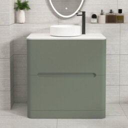 Royal Bathrooms Venice 800mm Sage Green Freestanding Bathroom Countertop Vanity Unit 2 Drawer With Art Basin - thumbnail 1