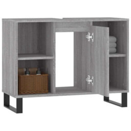 Berkfield Industrial Bathroom Cabinet Grey Sonoma 80X33X60 Cm Engineered Wood - thumbnail 4