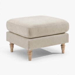 Furniturebox Uk Bernie Beige Chenille Fabric Footstool - thumbnail 3