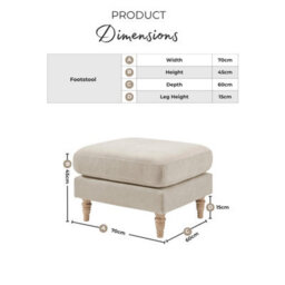Furniturebox Uk Bernie Beige Chenille Fabric Footstool - thumbnail 2