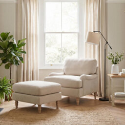 Furniturebox Uk Bernie Beige Chenille Fabric Footstool - thumbnail 5