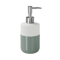 GoodHome Koros Gloss & Matt White & Sage Grey Ceramic Freestanding Soap Dispenser - thumbnail 1