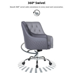 Swivel Desk Chair, Adjustable Heigh Pvc Leather Office Chair - Gray - thumbnail 3