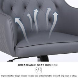Swivel Desk Chair, Adjustable Heigh Pvc Leather Office Chair - Gray - thumbnail 4