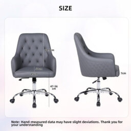 Swivel Desk Chair, Adjustable Heigh Pvc Leather Office Chair - Gray - thumbnail 8