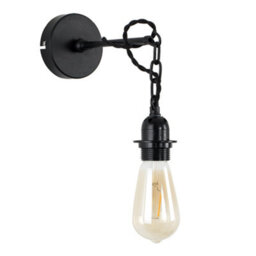 Valuelights Huber Industrial Satin Black Wall Light Fitting - Includes 4W Led Filament Bulb 2700K Warm White - thumbnail 5