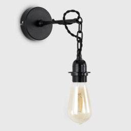 Valuelights Huber Industrial Satin Black Wall Light Fitting - Includes 4W Led Filament Bulb 2700K Warm White - thumbnail 6