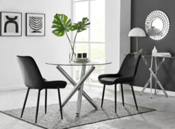 Furniturebox Uk Selina Round Dining Table And 2 Black Pesaro Black Leg Chairs