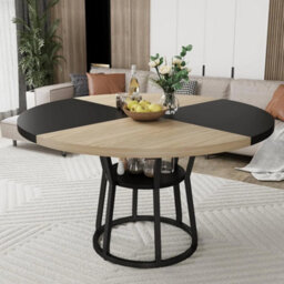 Round Dining Kitchen Table Storage Dinner Table Dining Room Living - thumbnail 1