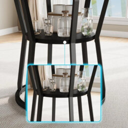Round Dining Kitchen Table Storage Dinner Table Dining Room Living - thumbnail 3