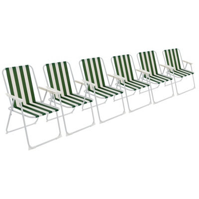 Harbour Housewares Folding Metal Beach Chairs - Green Stripe - Pack Of 6 - image 1