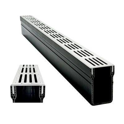 2X Pvc Threshold Drainage Channel + Anodized Aluminium Silver Grating Outdoor Garden Drainage Systems Drainage Channels & Grate - image 1