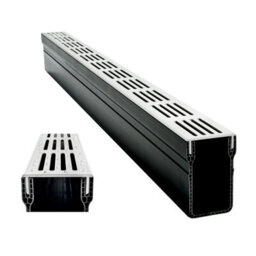 2X Pvc Threshold Drainage Channel + Anodized Aluminium Silver Grating Outdoor Garden Drainage Systems Drainage Channels & Grate - thumbnail 1