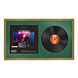 "30X17"" Gold Classic Vinyl Record Frame With Emerald Mount For 12 Inch Lp Album Cover & Disc - Ak Frames"