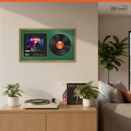 "30X17"" Gold Classic Vinyl Record Frame With Emerald Mount For 12 Inch Lp Album Cover & Disc - Ak Frames" - thumbnail 5
