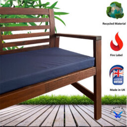 TheWhiteWater Limited Garden Bench Cushion - Patio Pub Furniture Bench Seat Pad - Weather & Waterproof Fabric - 2 Seater - Navy Blue - thumbnail 3