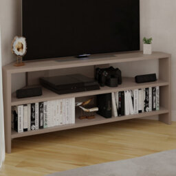Decortie Thales Corner Modern Tv Unit Multimedia Centre Mocha Grey 110Cm - thumbnail 4