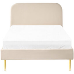 Beliani Bed Velvet Flayat 120 X 200 Cm (Eu Small Double) Light Beige - thumbnail 5