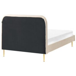 Beliani Bed Velvet Flayat 120 X 200 Cm (Eu Small Double) Light Beige - thumbnail 6