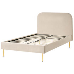 Beliani Bed Velvet Flayat 120 X 200 Cm (Eu Small Double) Light Beige - thumbnail 4