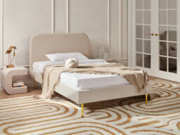 Beliani Bed Velvet Flayat 120 X 200 Cm (Eu Small Double) Light Beige - thumbnail 2