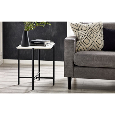 Ashfield Stylish White Marbled Top Lamp Table - image 1