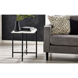 Ashfield Stylish White Marbled Top Lamp Table - thumbnail 1