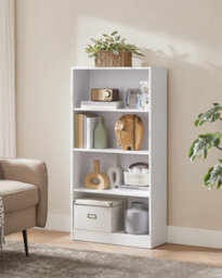 Songmics 4 Tier Bookcase With Adjustable Shelves, Children's Bookshelf And Storage Unit, Organizing Rack, For Home Office, White - thumbnail 3