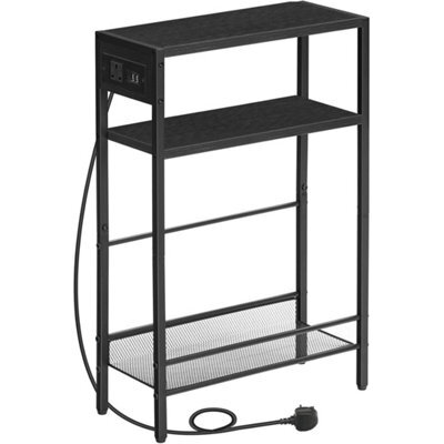 42X18X65Cm Black Charging Station Bedside Side Table - image 1