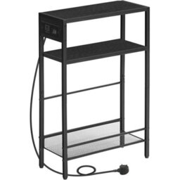 42X18X65Cm Black Charging Station Bedside Side Table - thumbnail 1